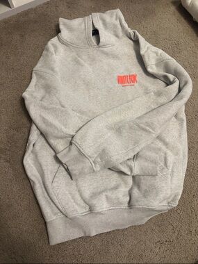 White Fox Boutique Light Gray Pullover Hoodie with Coral Logo